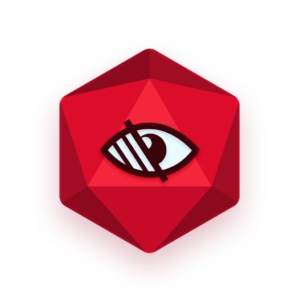 d404 Software Logo - 20 Sided Die with an illustrated eye, half-obscured